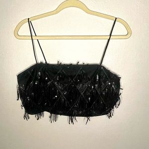 Black sequin crop top
